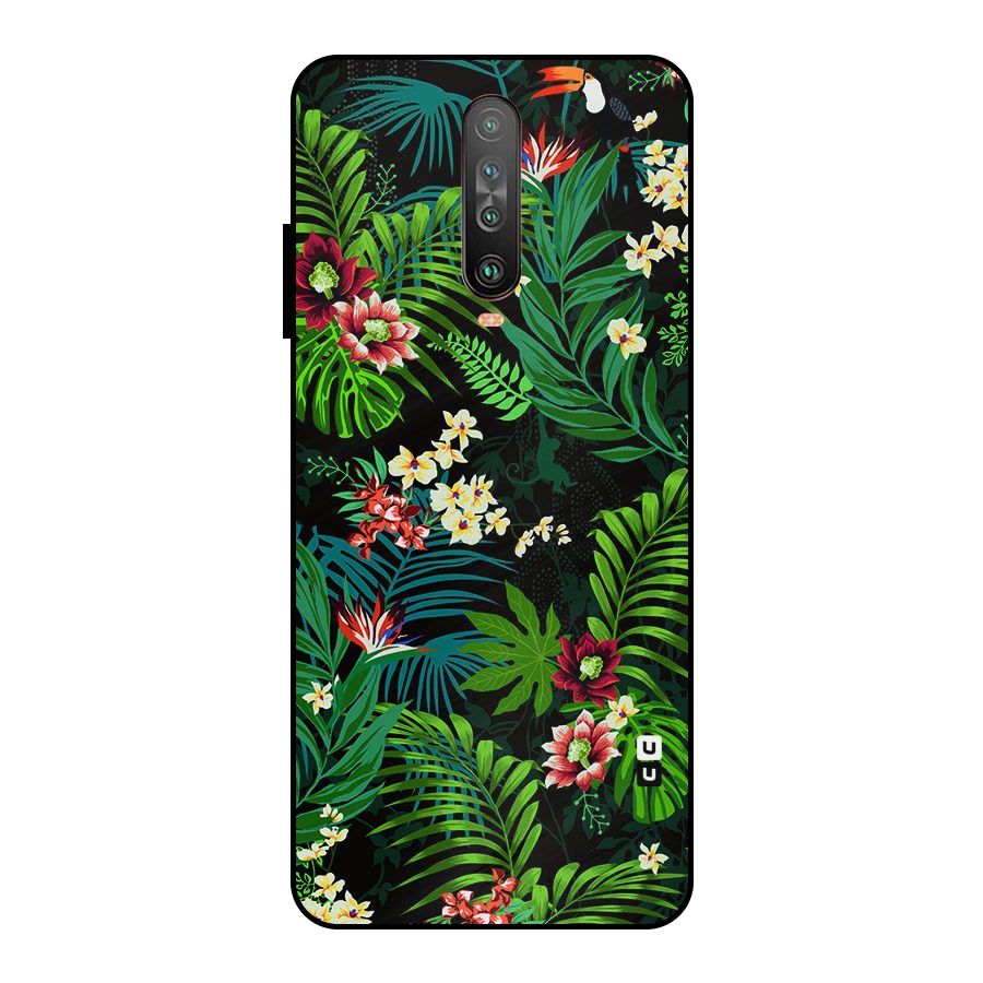 Green Leaf Design Metal Back Case for Poco X2