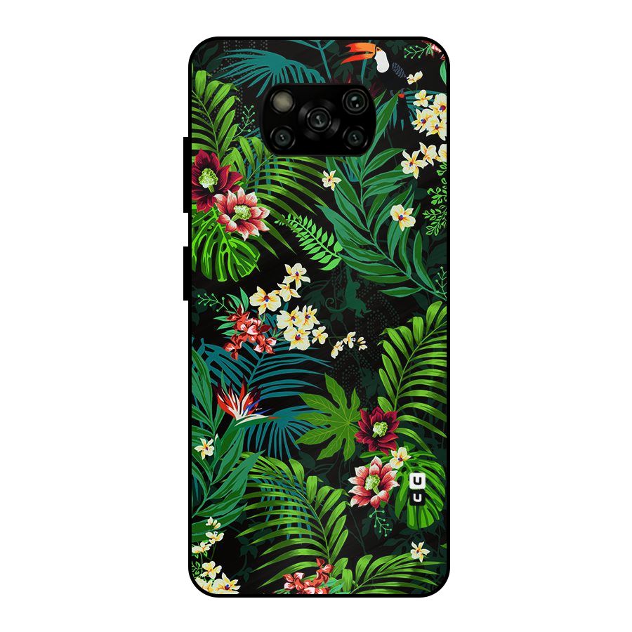 Green Leaf Design Metal Back Case for Poco X3