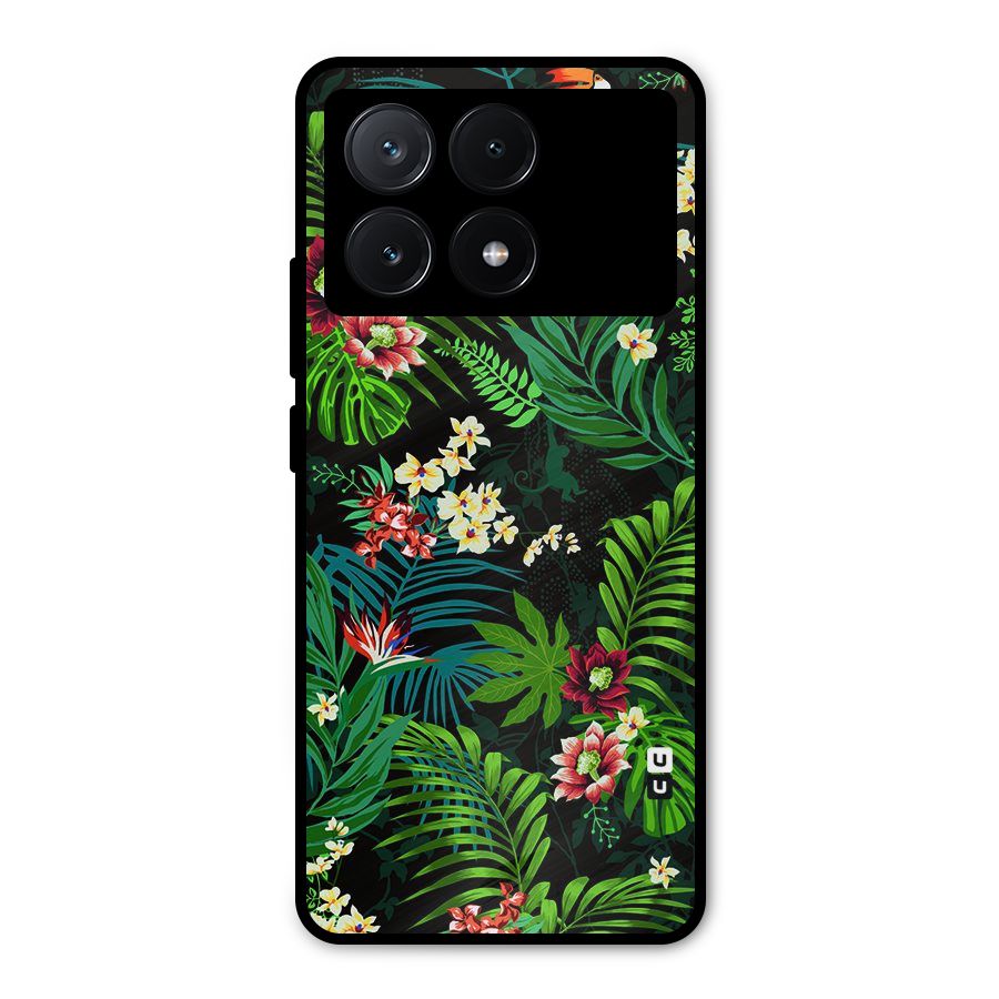 Green Leaf Design Metal Back Case for Poco X6 Pro