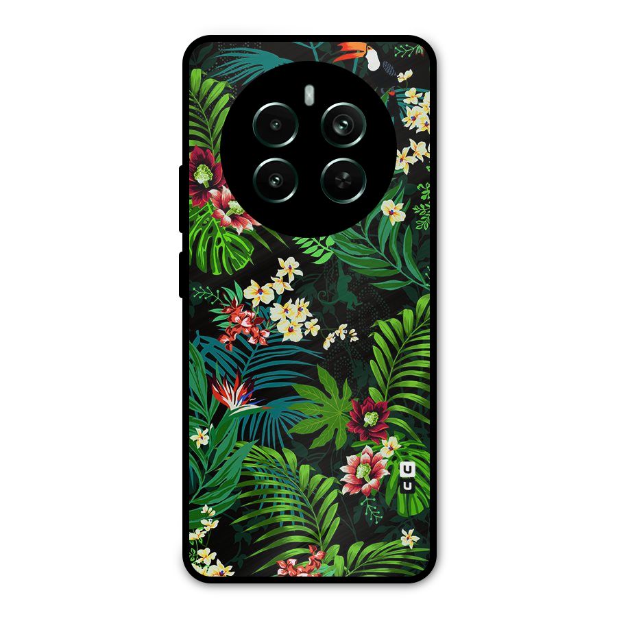 Green Leaf Design Metal Back Case for Realme 12 Pro Plus