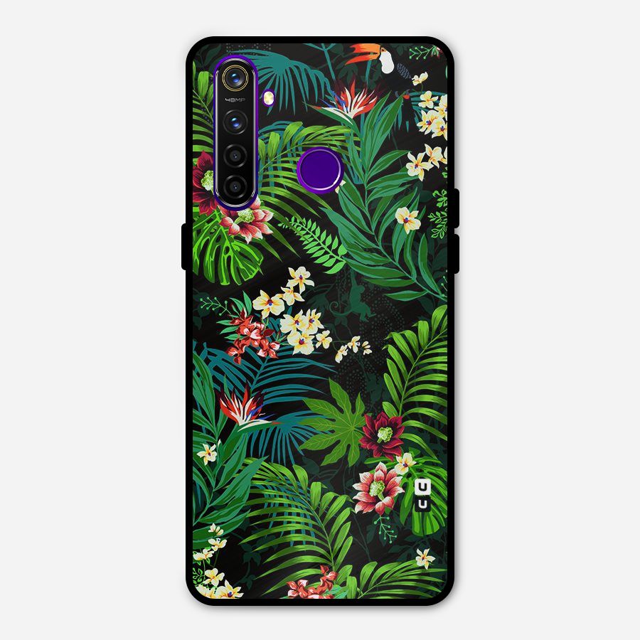 Green Leaf Design Metal Back Case for Realme 5 Pro