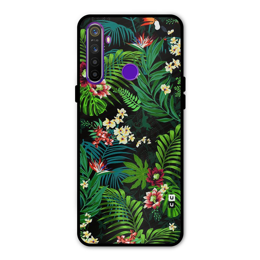 Green Leaf Design Metal Back Case for Realme 5i