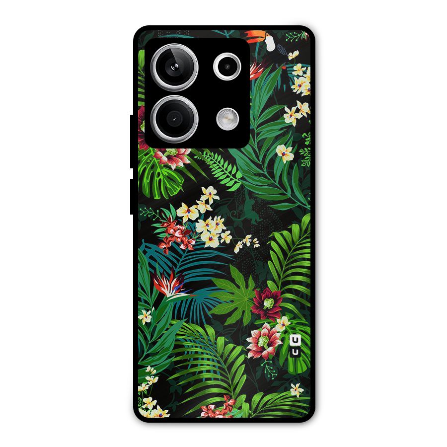 Green Leaf Design Metal Back Case for Redmi Note 13 5G