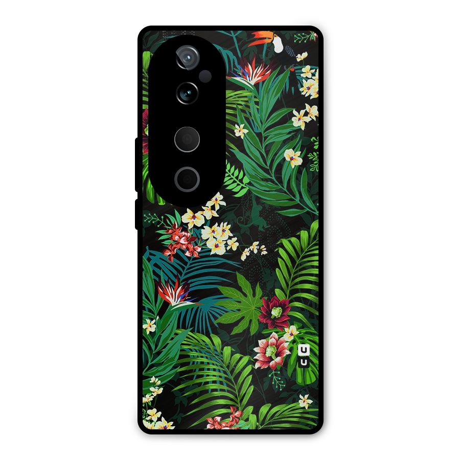 Green Leaf Design Metal Back Case for Vivo T3 Ultra