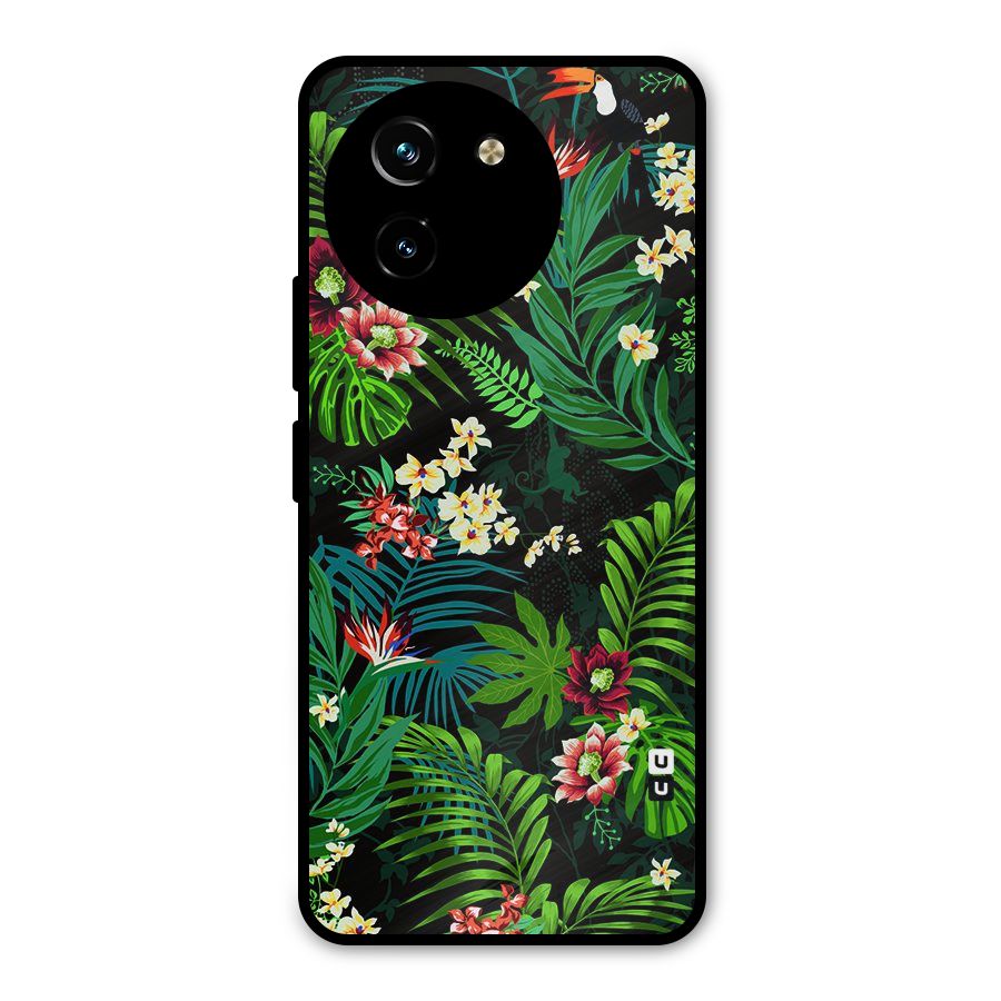 Green Leaf Design Metal Back Case for Vivo T3x