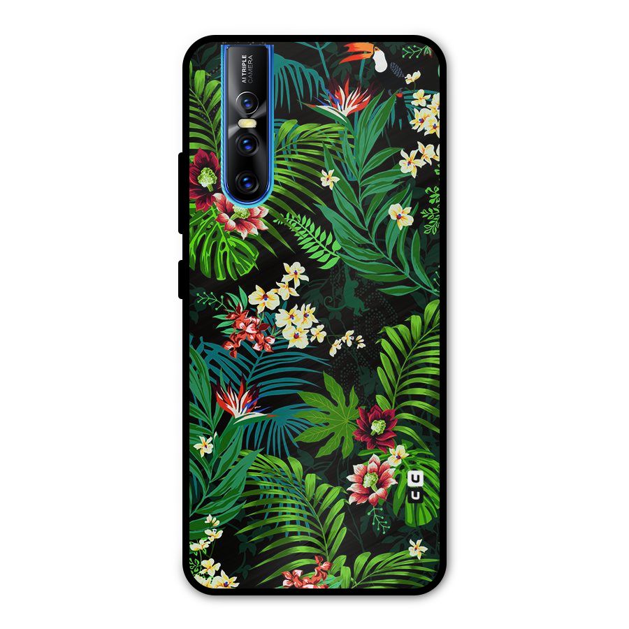 Green Leaf Design Metal Back Case for Vivo V15 Pro