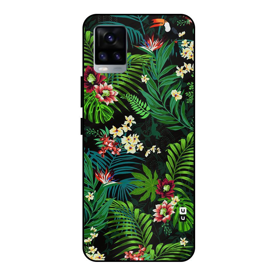 Green Leaf Design Metal Back Case for Vivo V20 2021