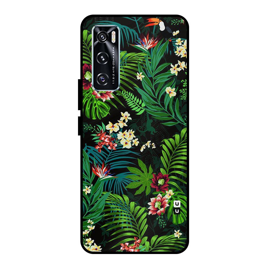 Green Leaf Design Metal Back Case for Vivo V20 SE