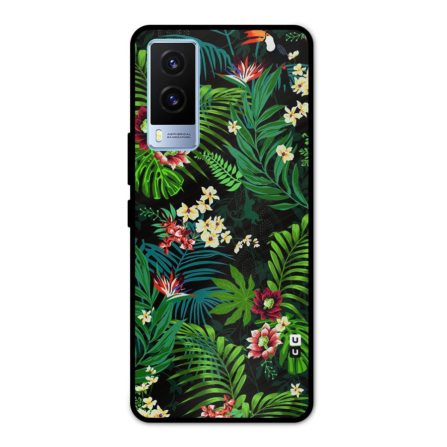 Green Leaf Design Metal Back Case for Vivo V21e 5G