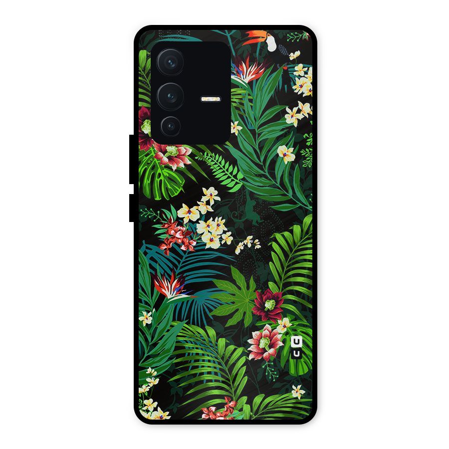 Green Leaf Design Metal Back Case for Vivo V23 5G
