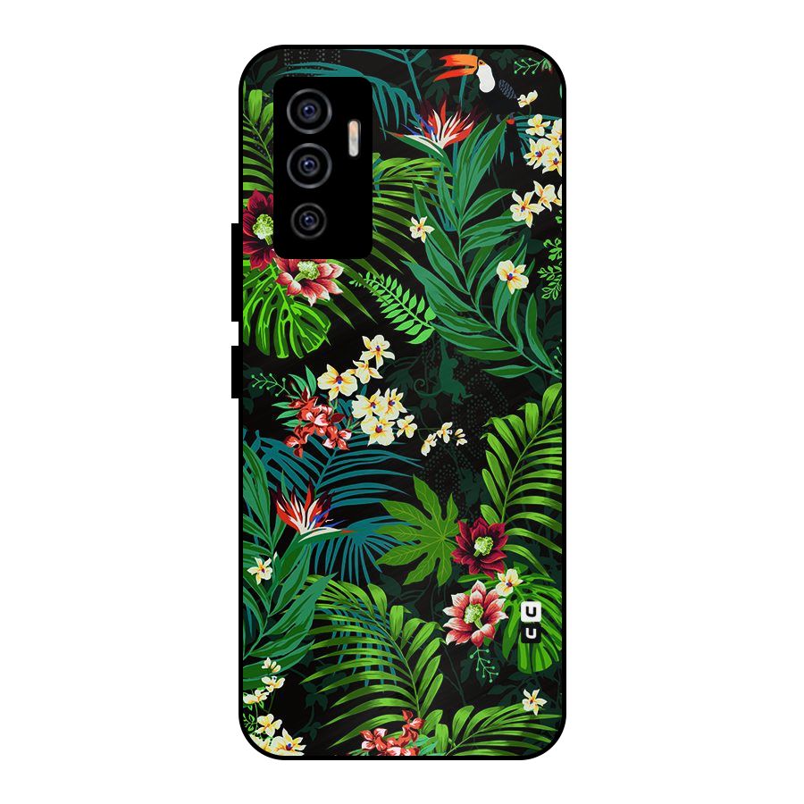 Green Leaf Design Metal Back Case for Vivo V23e