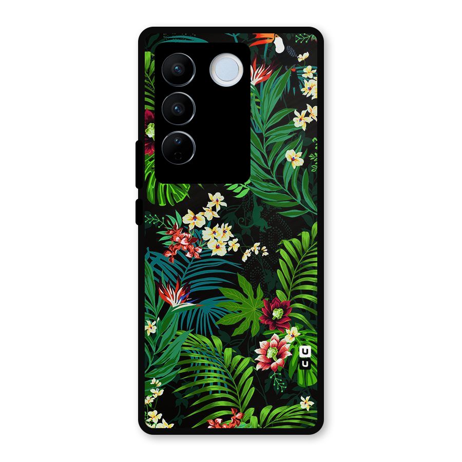 Green Leaf Design Metal Back Case for Vivo V27