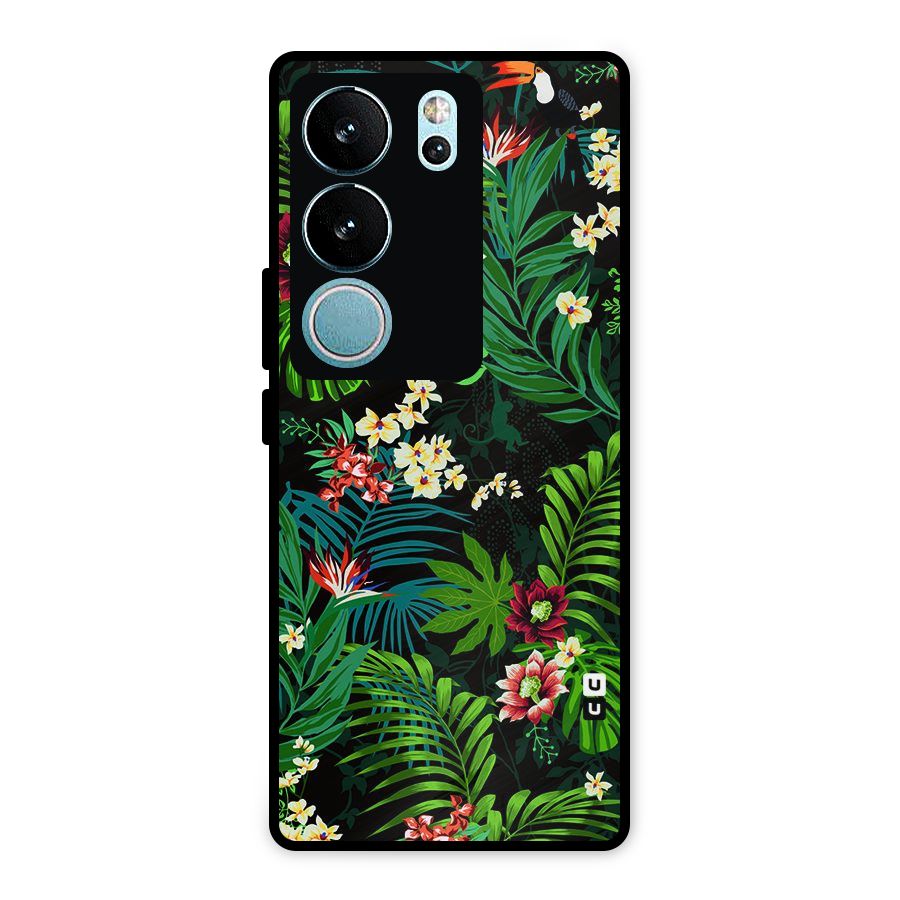 Green Leaf Design Metal Back Case for Vivo V29