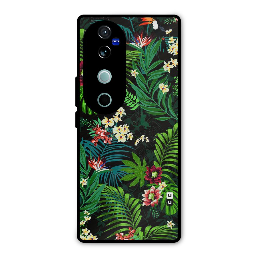 Green Leaf Design Metal Back Case for Vivo V40 Pro