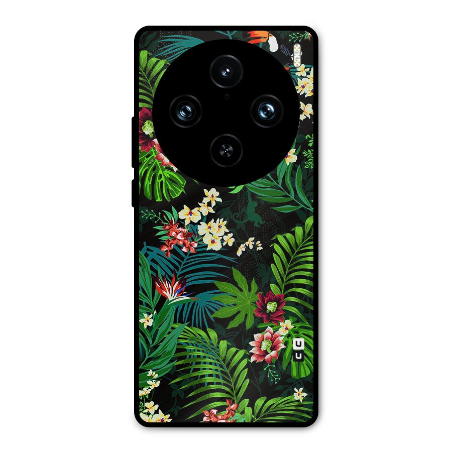 Green Leaf Design Metal Back Case for Vivo X100 Pro