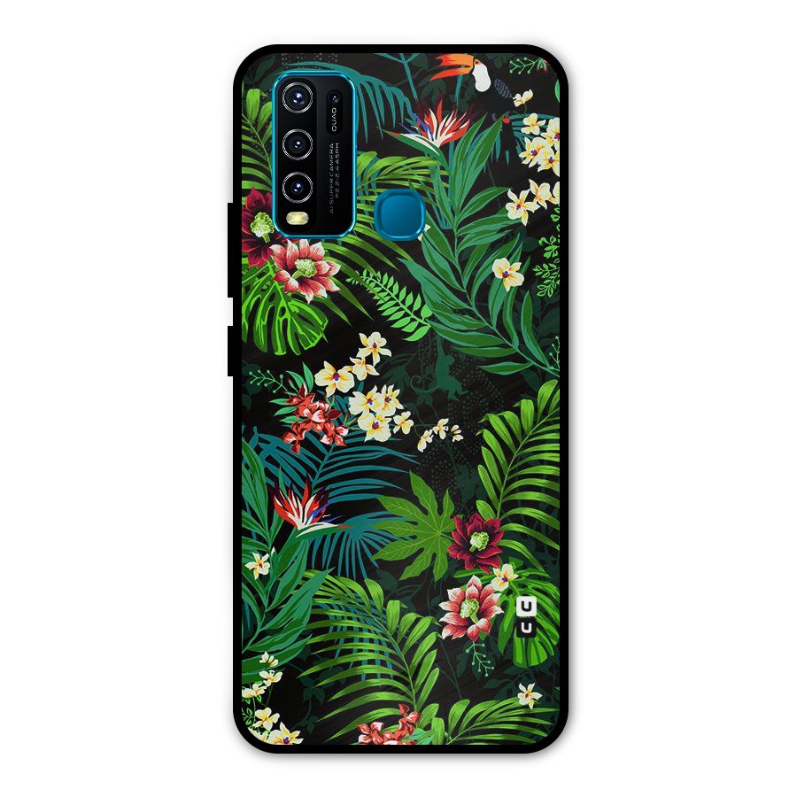 Green Leaf Design Metal Back Case for Vivo Y30