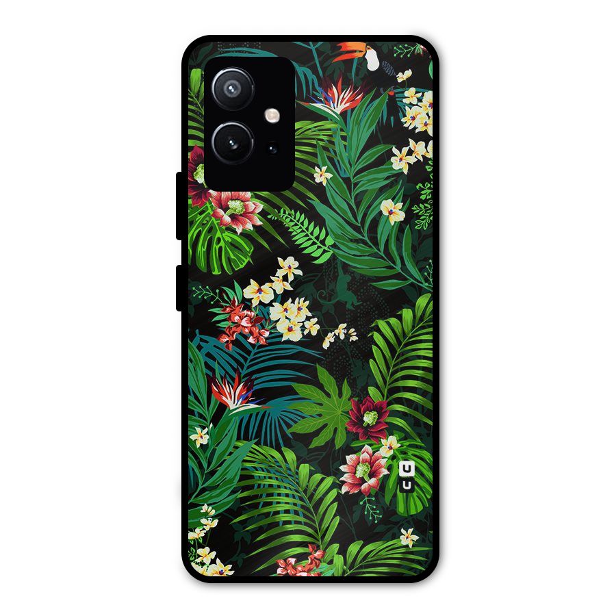 Green Leaf Design Metal Back Case for Vivo Y75 5G