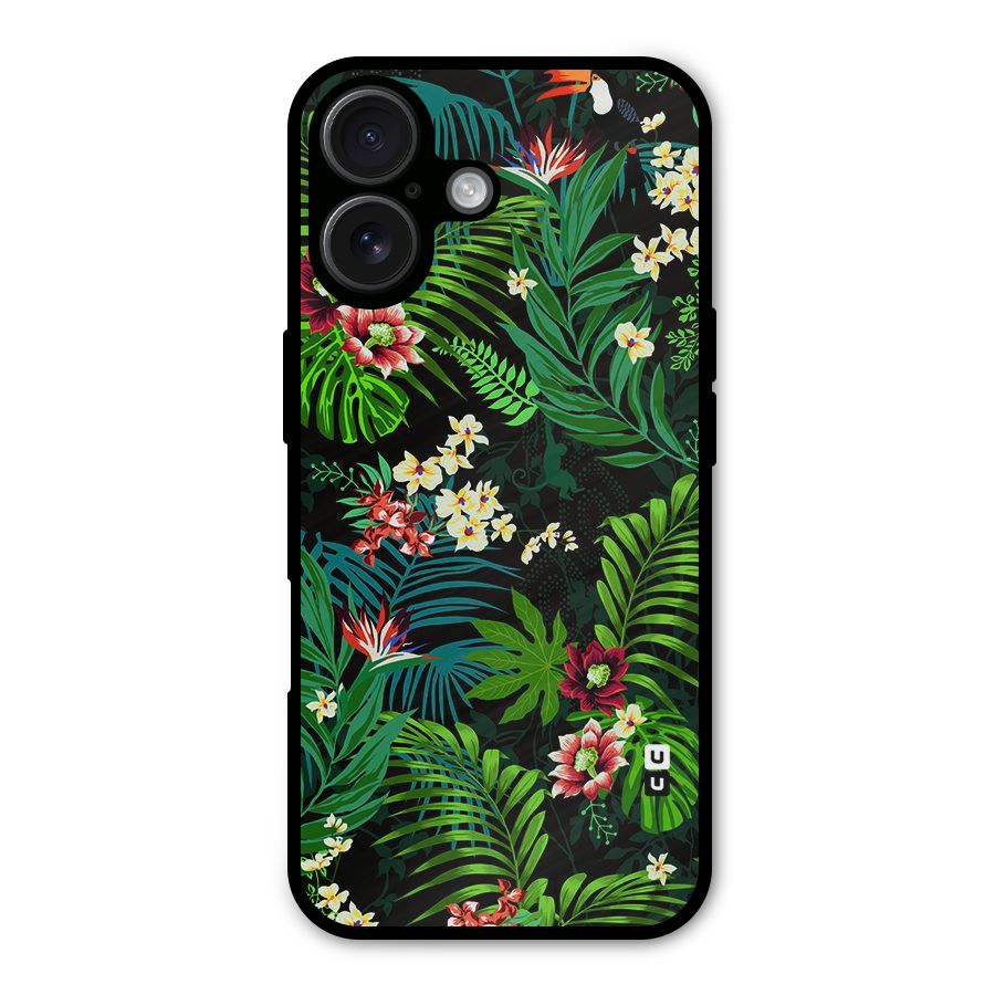 Green Leaf Design Metal Back Case for iPhone 16