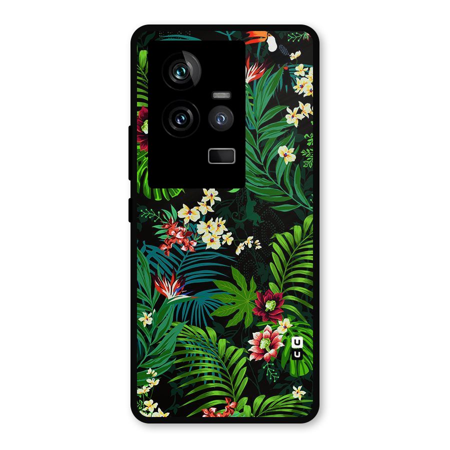 Green Leaf Design Metal Back Case for iQOO 11 5G