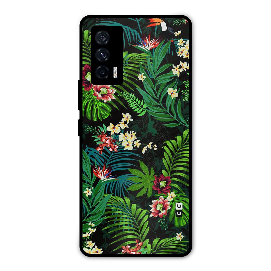 Green Leaf Design Metal Back Case for iQOO 7 5G