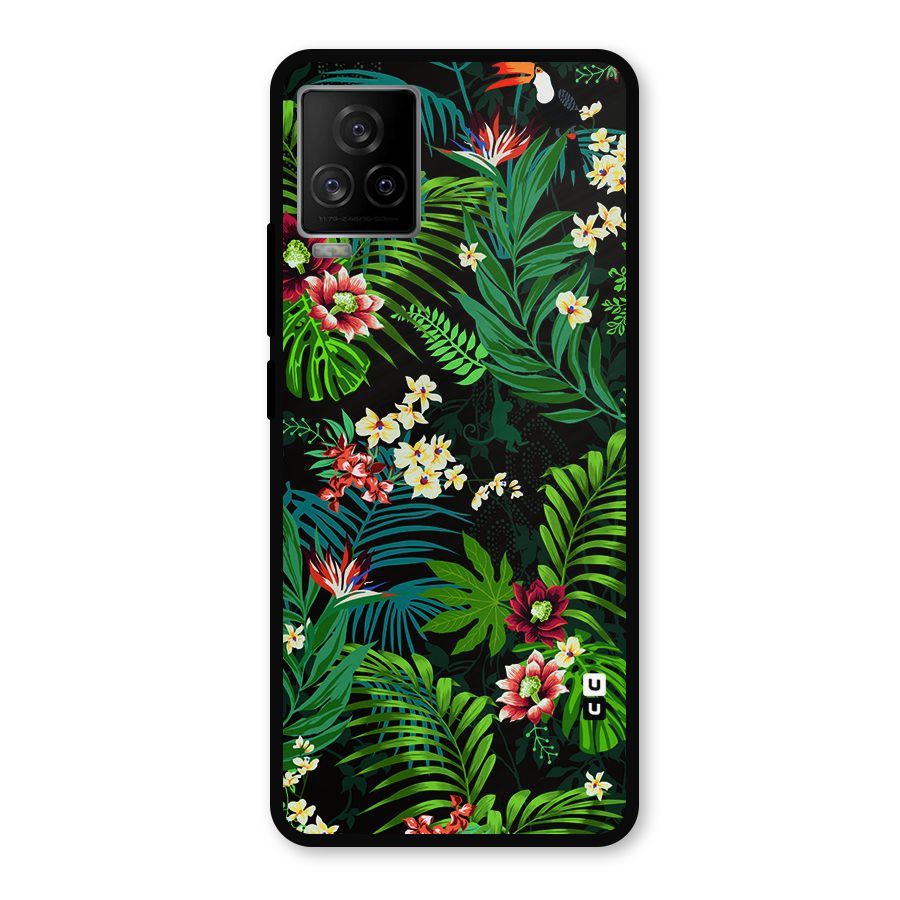 Green Leaf Design Metal Back Case for iQOO 7 Legend 5G