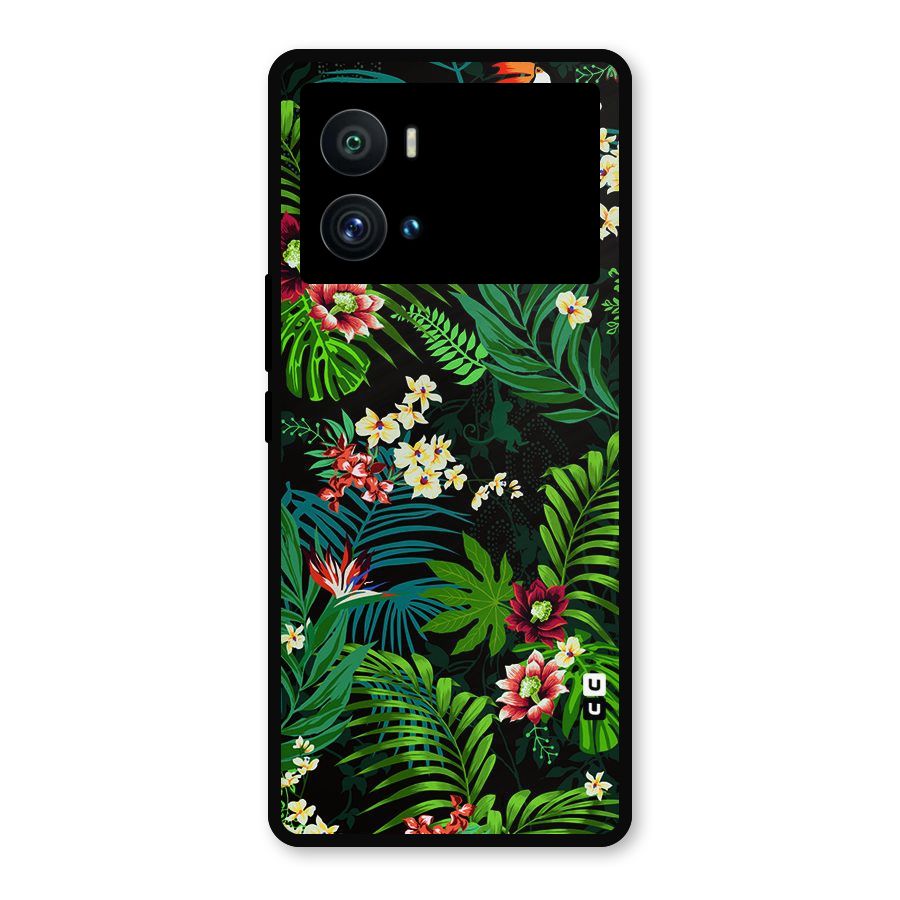 Green Leaf Design Metal Back Case for iQOO 9 Pro