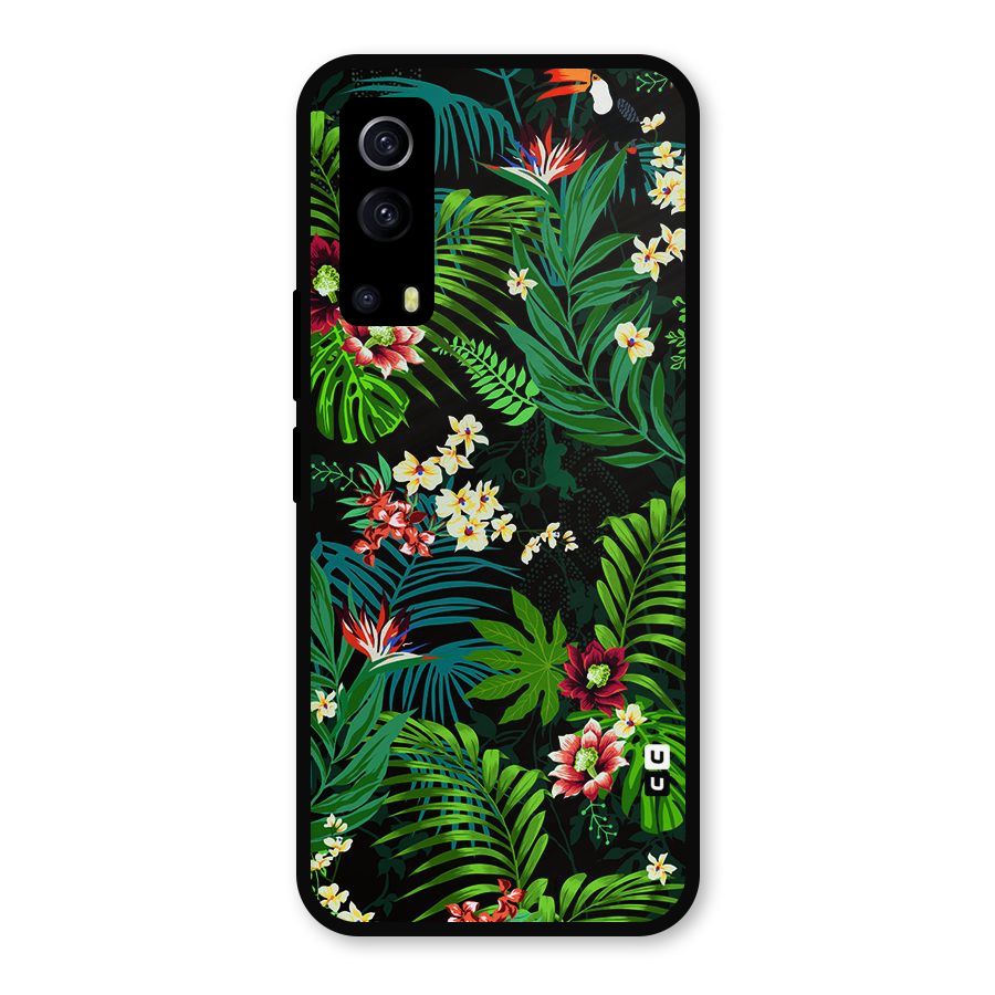 Green Leaf Design Metal Back Case for iQOO Z3