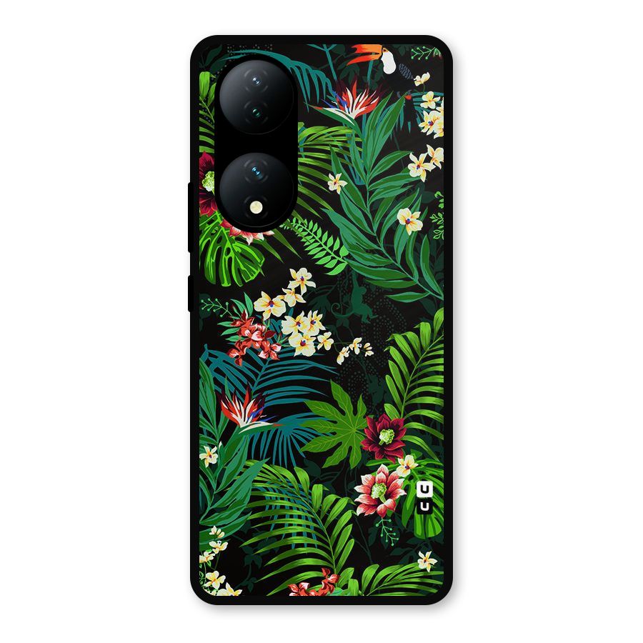 Green Leaf Design Metal Back Case for iQOO Z7s