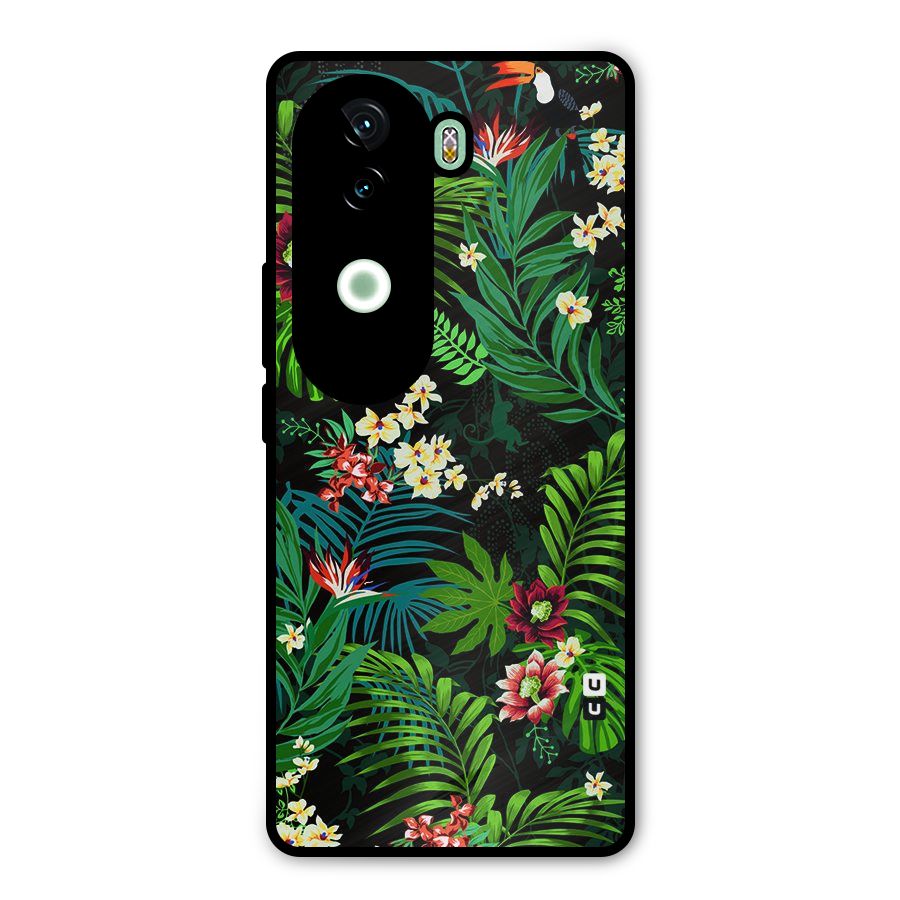 Green Leaf Design Metal Back Case for iQOO Z9s