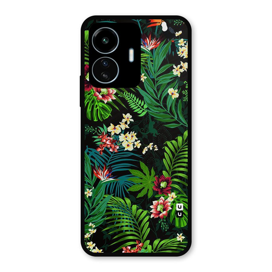 Green Leaf Design Metal Back Case for vivo iQOO Z6 Lite 5G