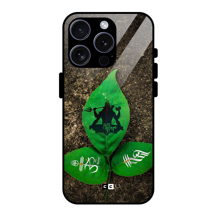 Green Leaf Shiva Glass Back Case for iPhone 15 Pro