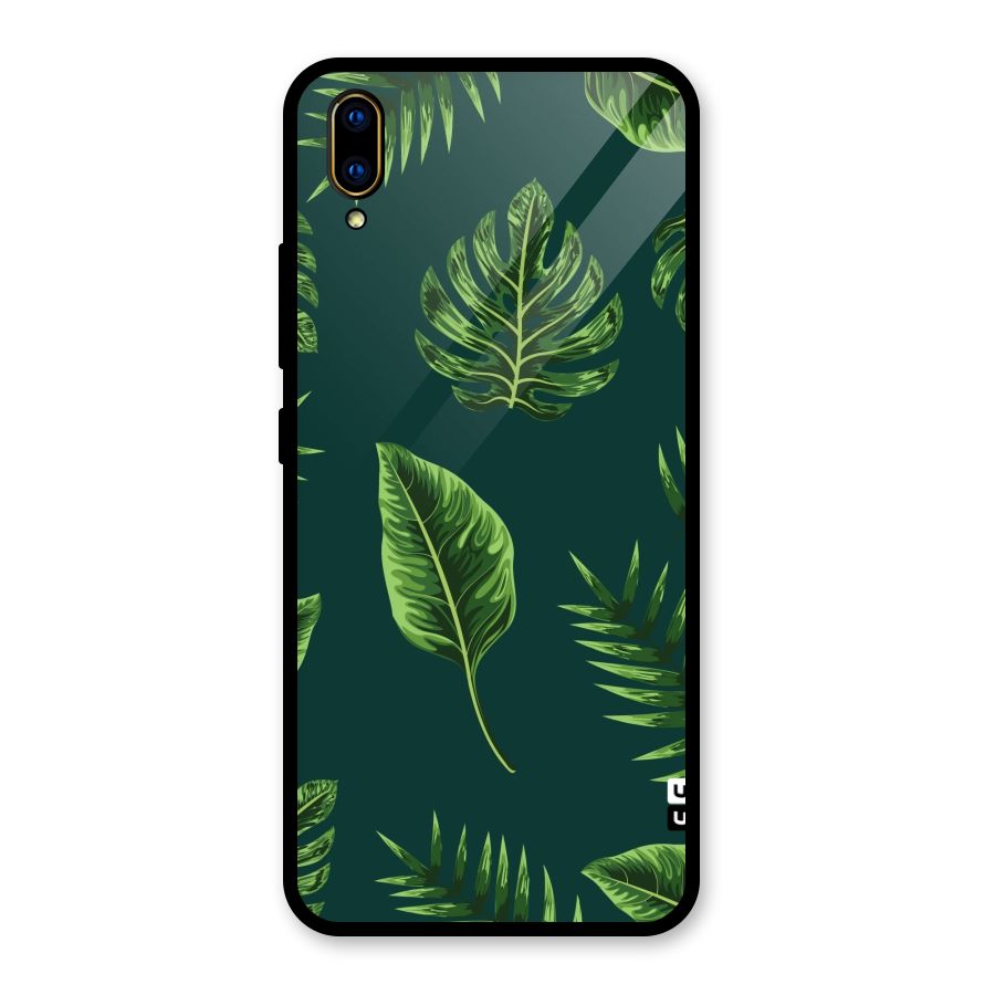 Green Leafs Glass Back Case for Vivo V11 Pro