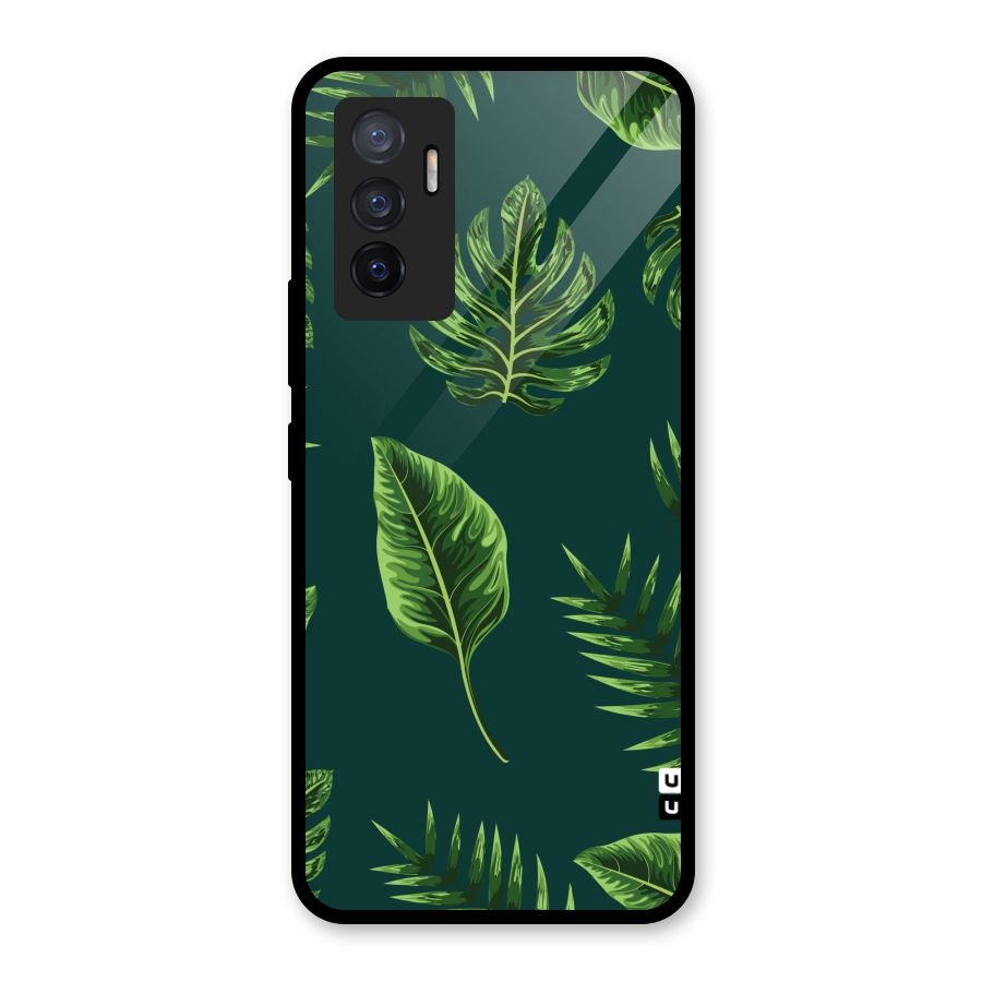 Green Leafs Glass Back Case for Vivo V23e
