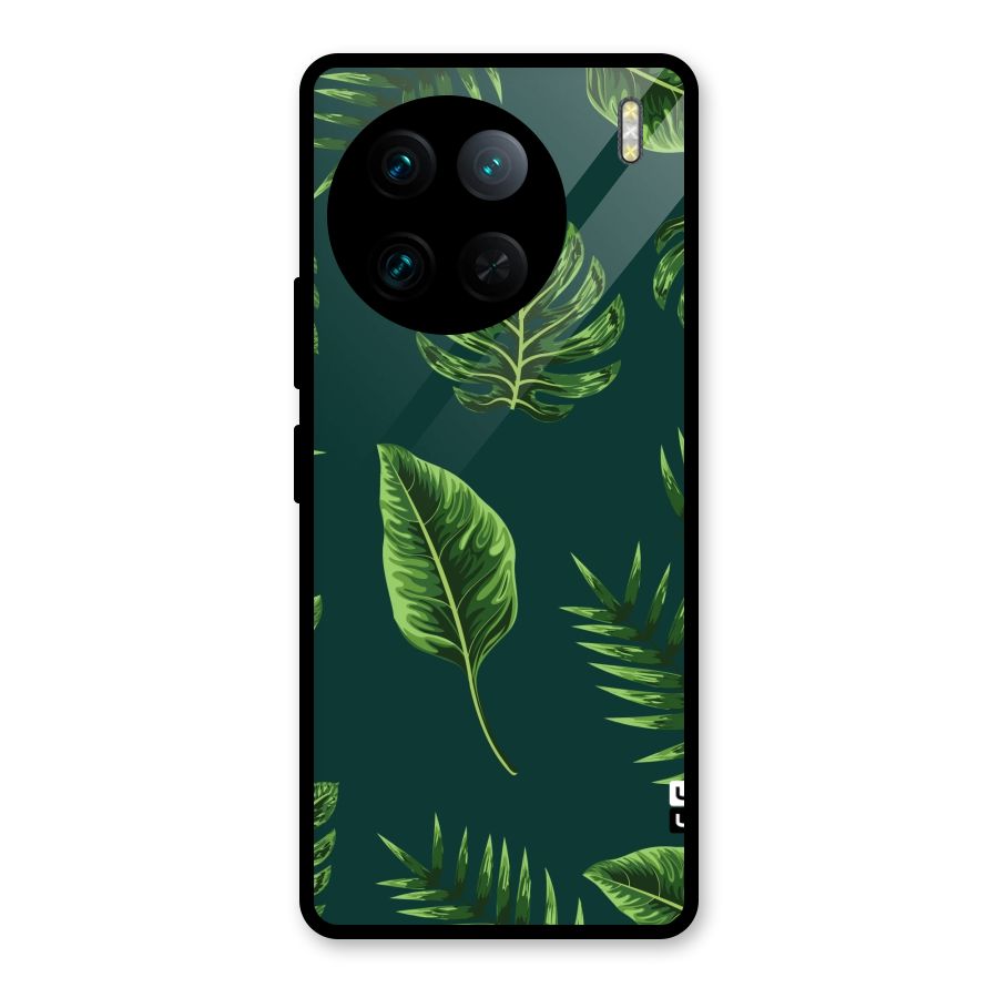 Green Leafs Glass Back Case for Vivo X90 Pro