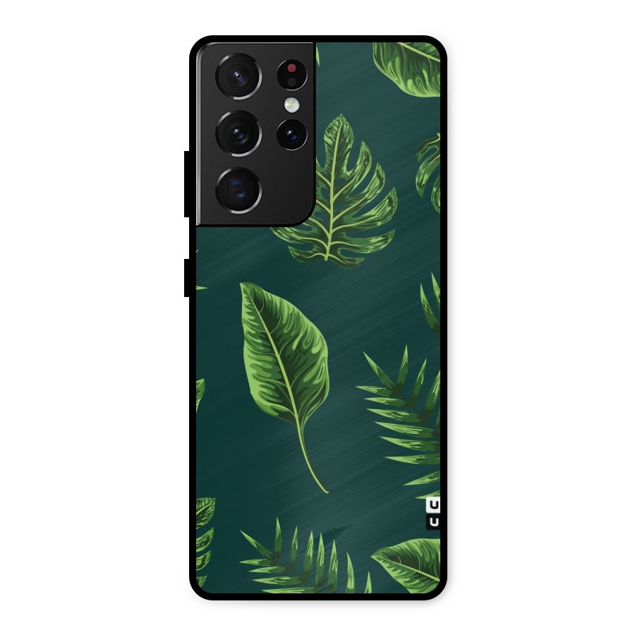 Green Leafs Metal Back Case for Galaxy S21 Ultra 5G