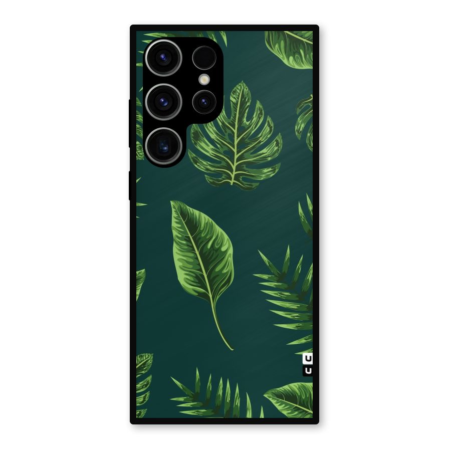 Green Leafs Metal Back Case for Galaxy S23 Ultra