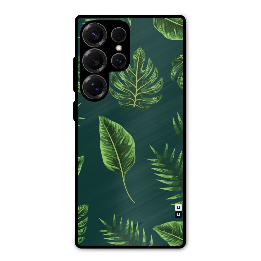 Green Leafs Metal Back Case for Galaxy S25 Ultra