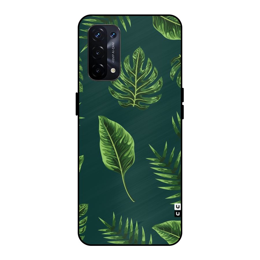 Green Leafs Metal Back Case for Oppo A74 5G