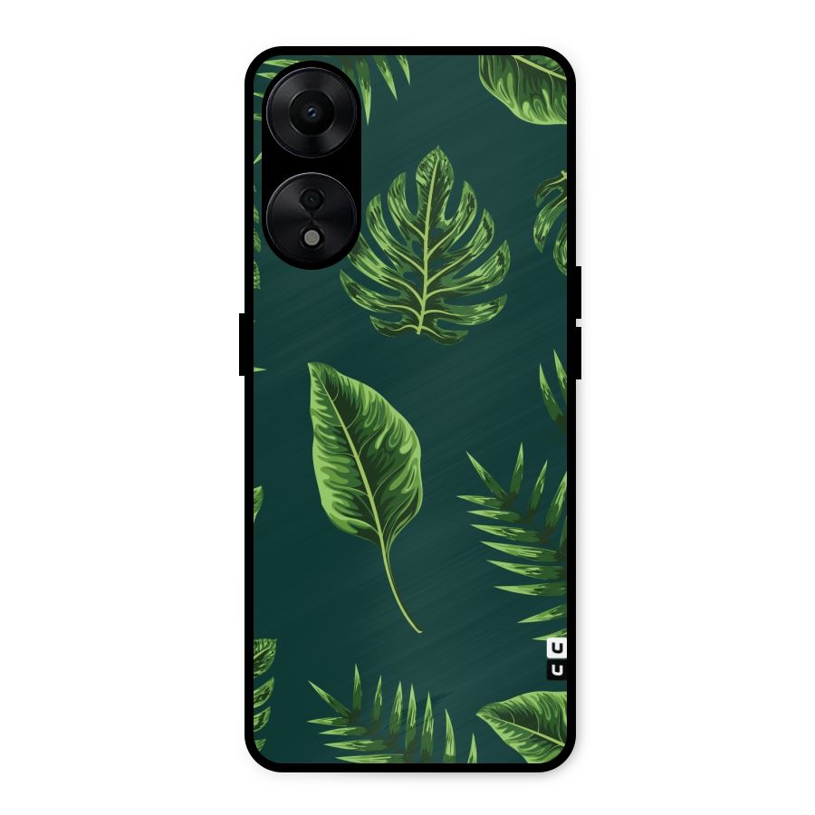 Green Leafs Metal Back Case for Oppo A78 5G