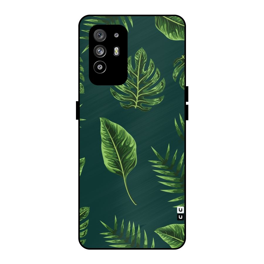 Green Leafs Metal Back Case for Oppo F19 Pro Plus 5G