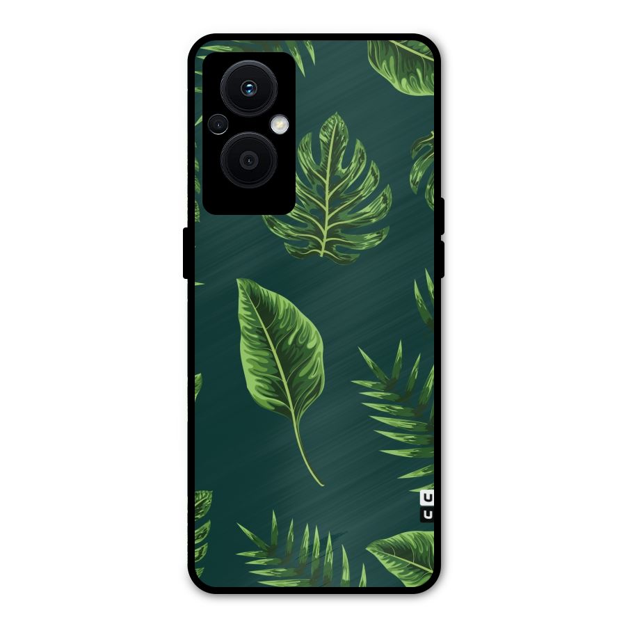 Green Leafs Metal Back Case for Oppo F21 Pro 5G