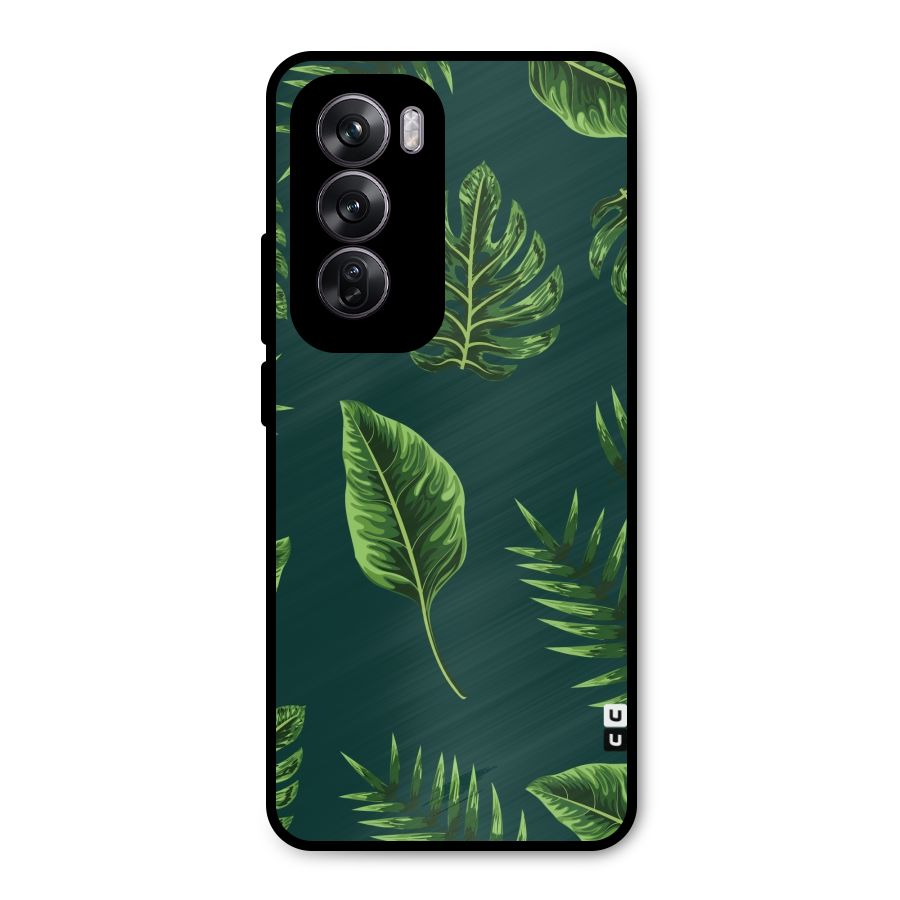 Green Leafs Metal Back Case for Oppo Reno12 Pro