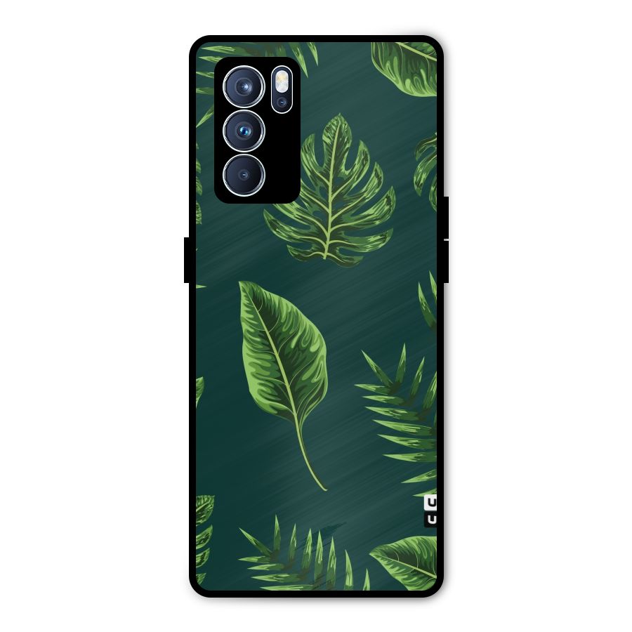Green Leafs Metal Back Case for Oppo Reno6 Pro 5G