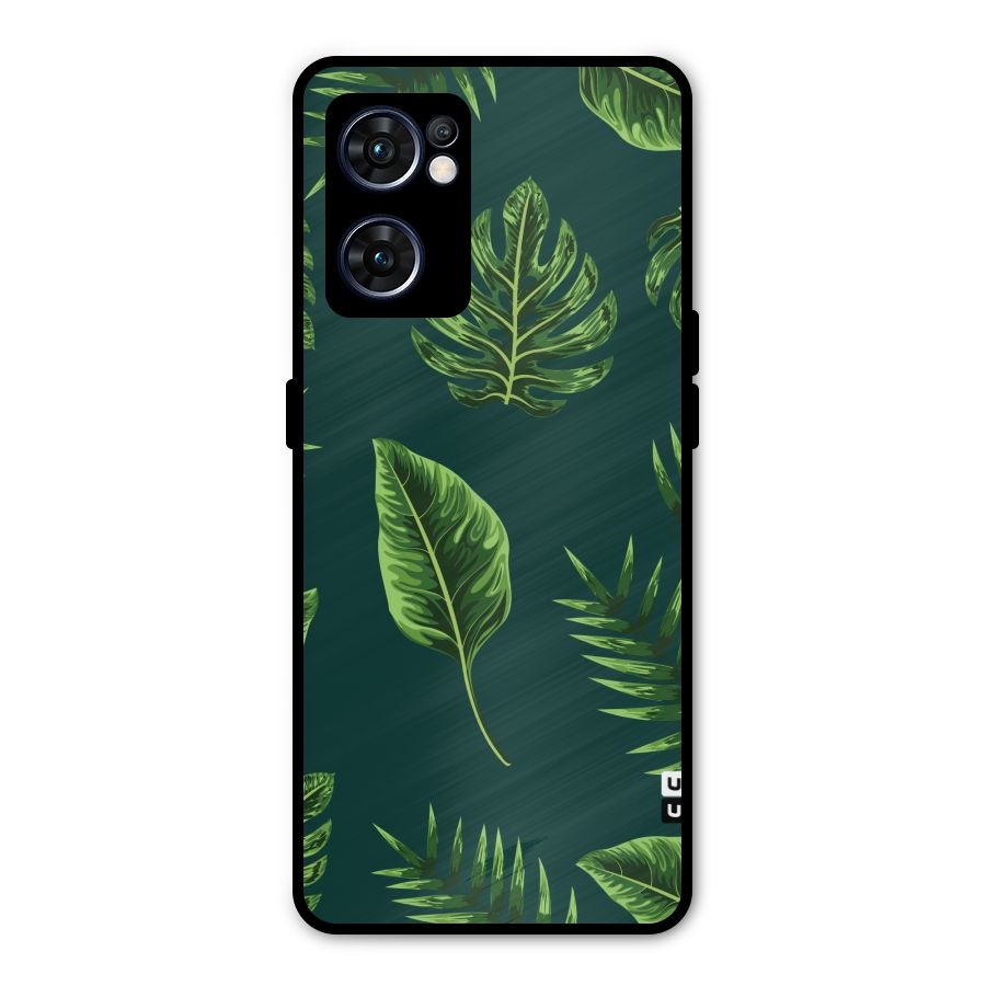 Green Leafs Metal Back Case for Oppo Reno7 5G