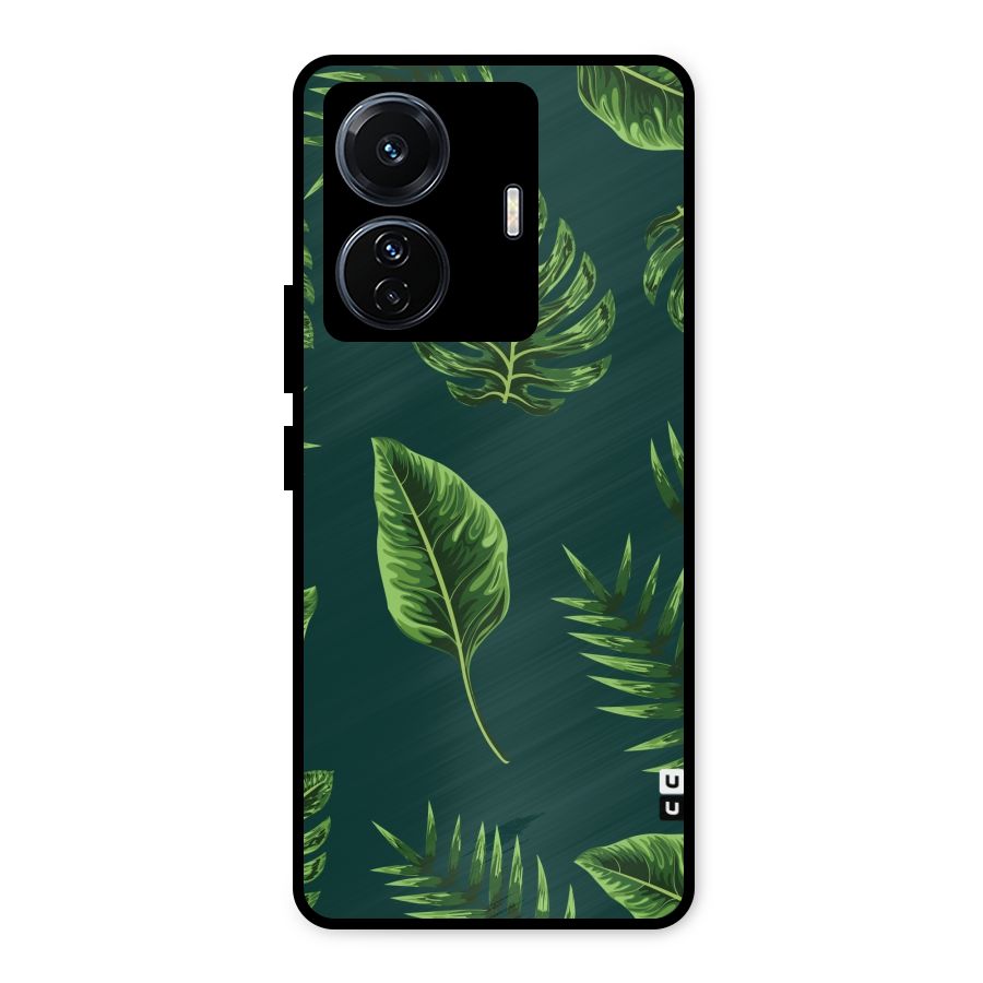 Green Leafs Metal Back Case for Vivo T1 Pro