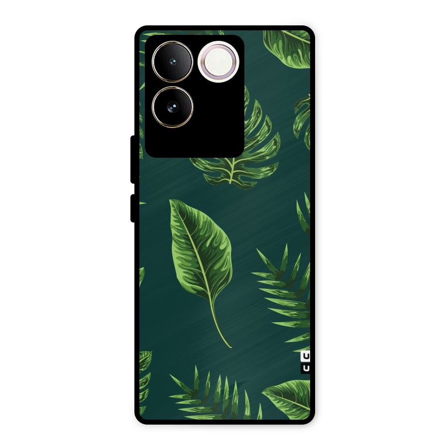 Green Leafs Metal Back Case for Vivo T2 Pro