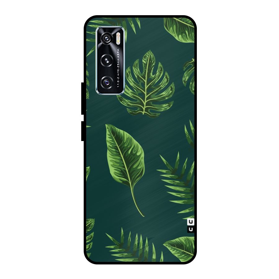 Green Leafs Metal Back Case for Vivo V20 SE