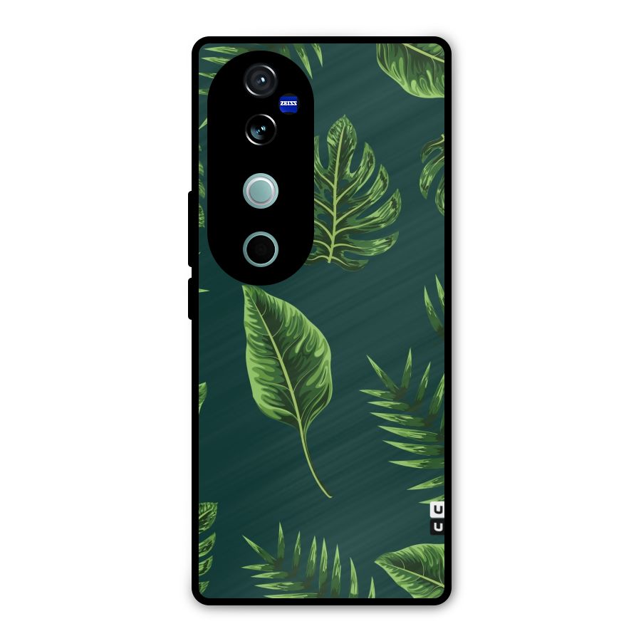 Green Leafs Metal Back Case for Vivo V40