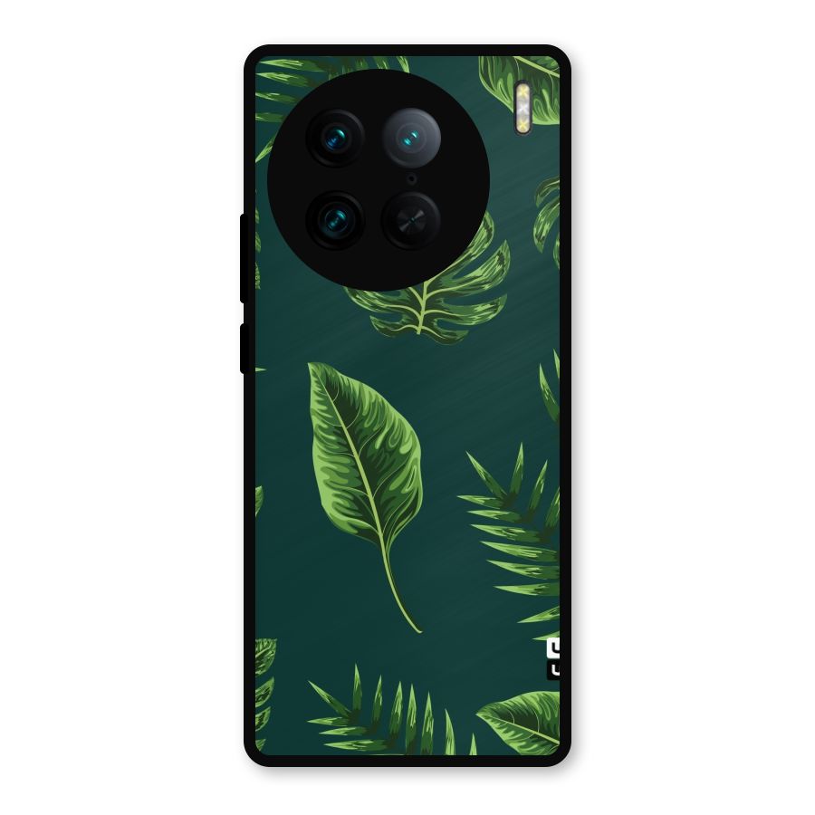 Green Leafs Metal Back Case for Vivo X90 Pro