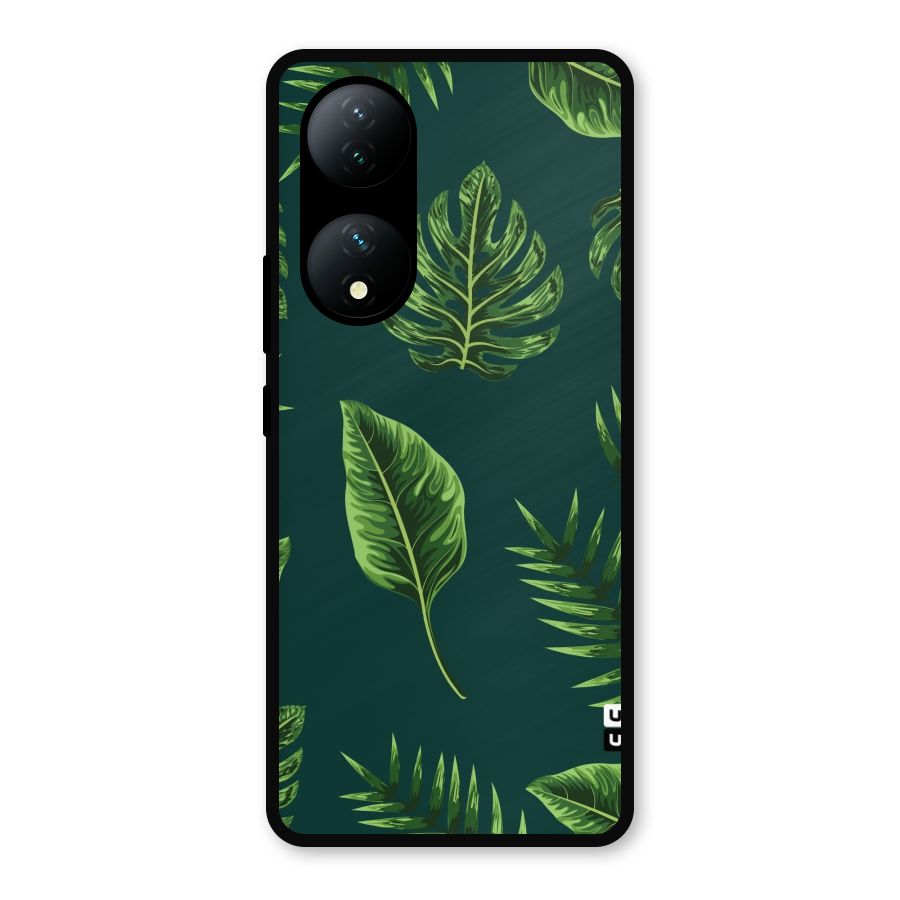 Green Leafs Metal Back Case for Vivo Y100a